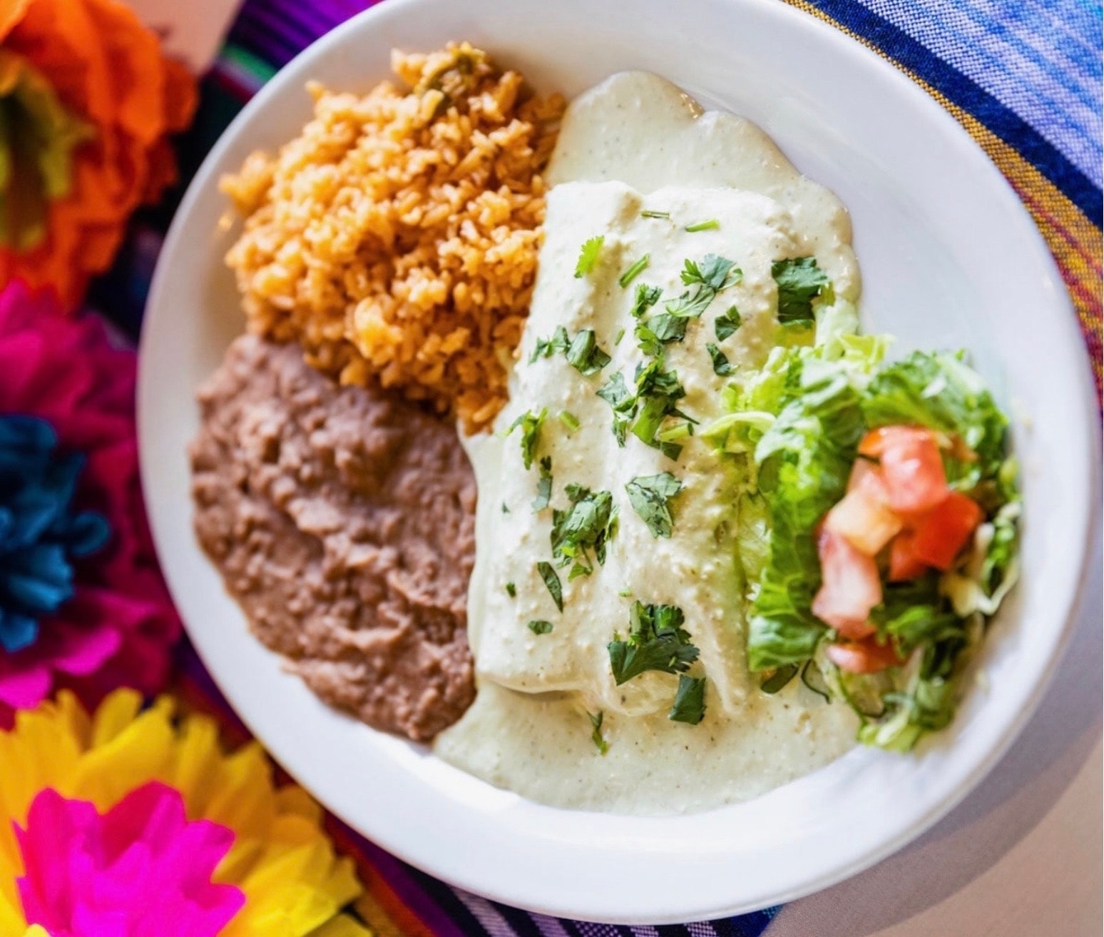 Cilantro Cream Chicken Enchiladas